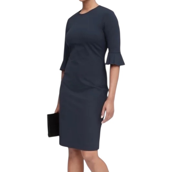 Banana Republic Dresses & Skirts - Banana Republic Ponte Knit Flutter Sleeve Sheath Dress - Navy Blue Size 6